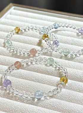 【清露晨光】甜美小众设计清新夏日多巴胺琉璃手串高级气质女ins