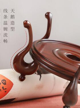 红木圆形底座实木兰花盆景花瓶葫芦工艺品古玩展示架摆件托架花几
