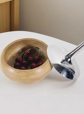 北欧实木干果盒果盘不罐锈钢糖风1889果用储物罐摆件家干果罐软装