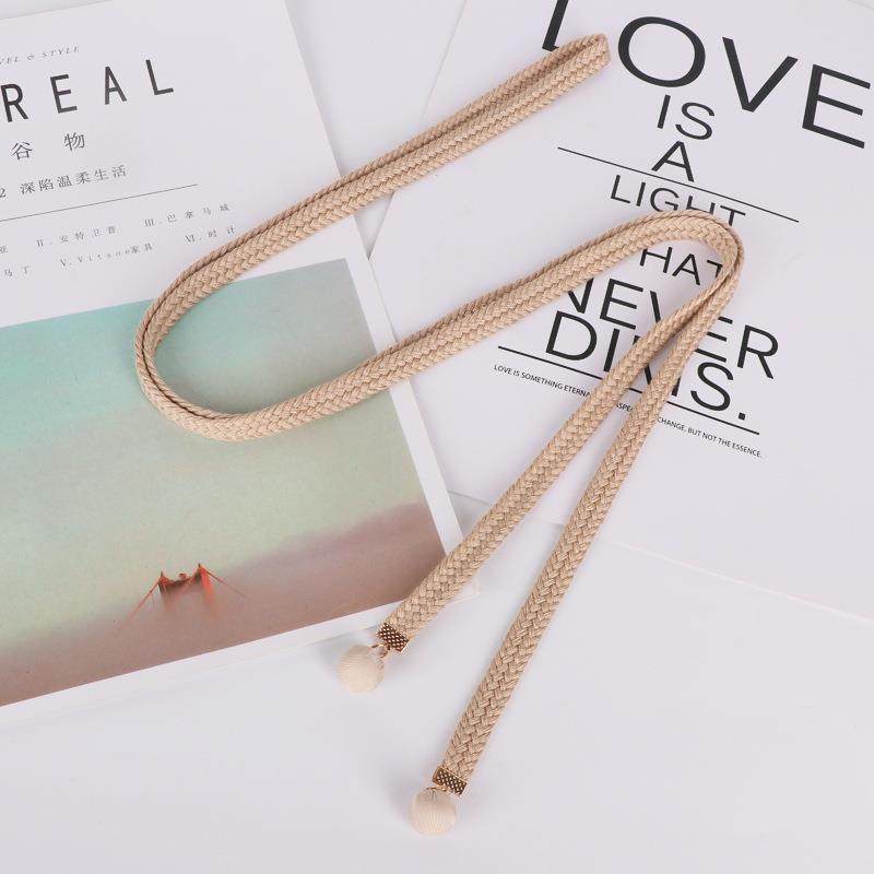 棉绳灰色腰带配饰女配长裙百搭编织打结细绳子装饰连衣裙腰绳卡其,淘宝优惠券,粉丝福利购,淘宝优惠卷