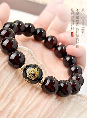 抖音爆款十二生肖溏心墨玉菩提单圈手串本命佛圆珠男女款手持文玩