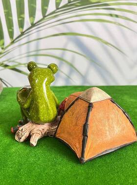 蛙跨热境销节操新款新奇帐篷风青蛙树脂工艺品田园格zzw49067青蛙