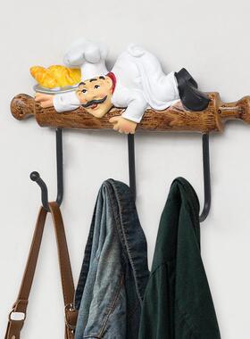 美式创意免打孔厨师挂钩墙上钥匙玄关挂钩挂架复古墙壁置物架壁挂