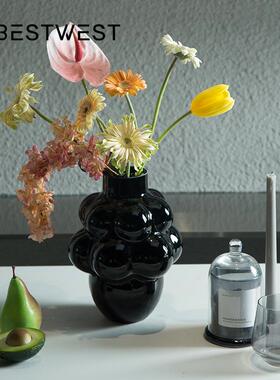Best west 黑色葡萄造型水培玻璃花瓶 家居高级客厅餐桌装饰花器