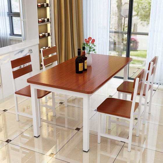Simple dining table and chair combination small apartment modern rectangular fast food restaurant home dining table simple 4 people 6 tables and chairs