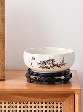 大号水仙花盆带底座陶瓷家用室内无孔铜钱草碗莲盆多肉大口径水培