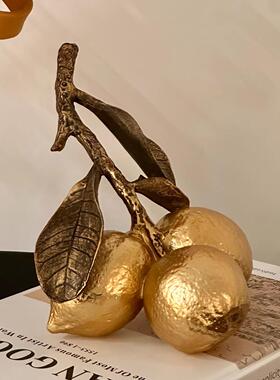 中古侘寂风复古桌面金柠摆件玄关电视柜博古架小众设计艺术陈列品