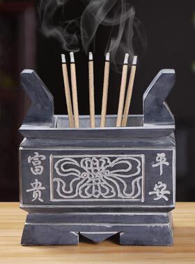 石雕香炉鼎青石圆香炉寺庙香炉祭祀墓地香炉大小规格圆形方形烛台