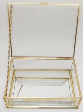 玻璃口红化纳妆品饰收纳盒尘透明玻璃首收纳盒置物WFS盒护肤品防