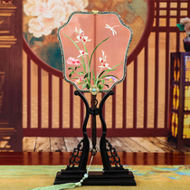 Embroidery handmade biking embroidery Song Jinmen fan Four big names embroidered silk Home Residence Decoration Hanging Painting Collection Gift