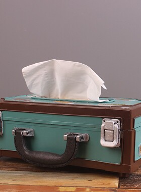 美式复古收音机纸巾盒欧式家居餐桌手提箱抽纸盒客厅装饰品摆件