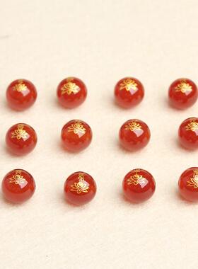 厂家刻字红黑玛瑙十二生肖散珠珠子diy饰品配件手工串珠生肖刻字