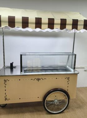 厂家供应户外摆摊餐车雪糕车110Vgelatocart冰淇淋手推车
