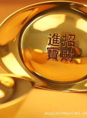 新款直销小额 纯黄铜仿真元宝金条黄铜实心元宝道具假金条铜金条