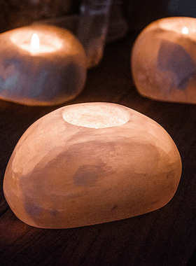 新款工艺品烛台鹅卵石香薰家居光源石膏餐厅创意酒吧温馨矿石烛台