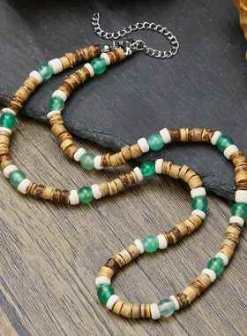 Summer necklace for men欧美跨境度假风椰壳串珠项炼男款项炼