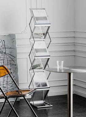 北欧艺术小书柜家用立式落地杂志架简约创意折叠书架收纳置物架子