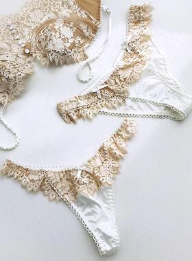 Lace elastic thong women