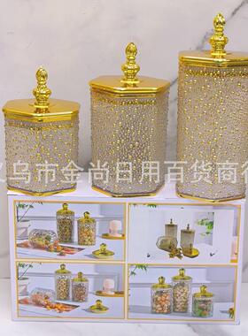 Hexagonal Baby's Breath Milk White Transparent Lidded Storag