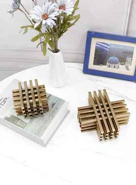 现代简约创意轻奢样板房家居客厅电视柜书房装饰品金属井字形摆件