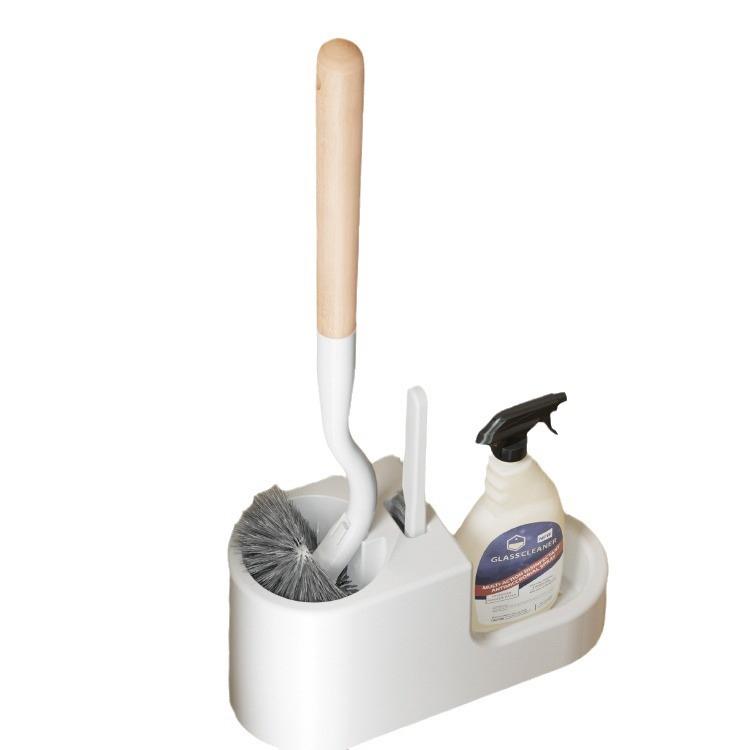 Rubber wood toilet brush home bathroom wall-mounted cleaning toilet brush set long-handled wall-mounted toilet cleaning brush