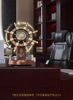 领航船舵摆件实木船舵招财老板办公室桌面酒柜装饰品公司开 业礼