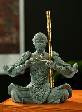 青砂石孙悟空黑神话斗战神佛猴子摆件茶台桌面微景观造景装饰摆件