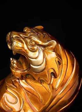 纯铜虎啸山河老虎摆件办公室桌客户老总商务礼品生肖虎装饰工艺品