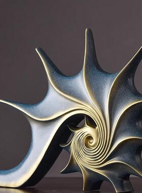 北欧轻奢创意海螺摆件办公室客厅酒柜桌面现代家居装饰软装工艺礼