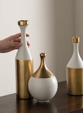 匠十三意式样轻奢板间沙发茶几白金陶瓷花瓶CTB-2505艺托盘装饰花