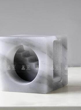 现代简约灰色大理石创意房子摆件样板房玄关茶几酒柜书房软装饰品