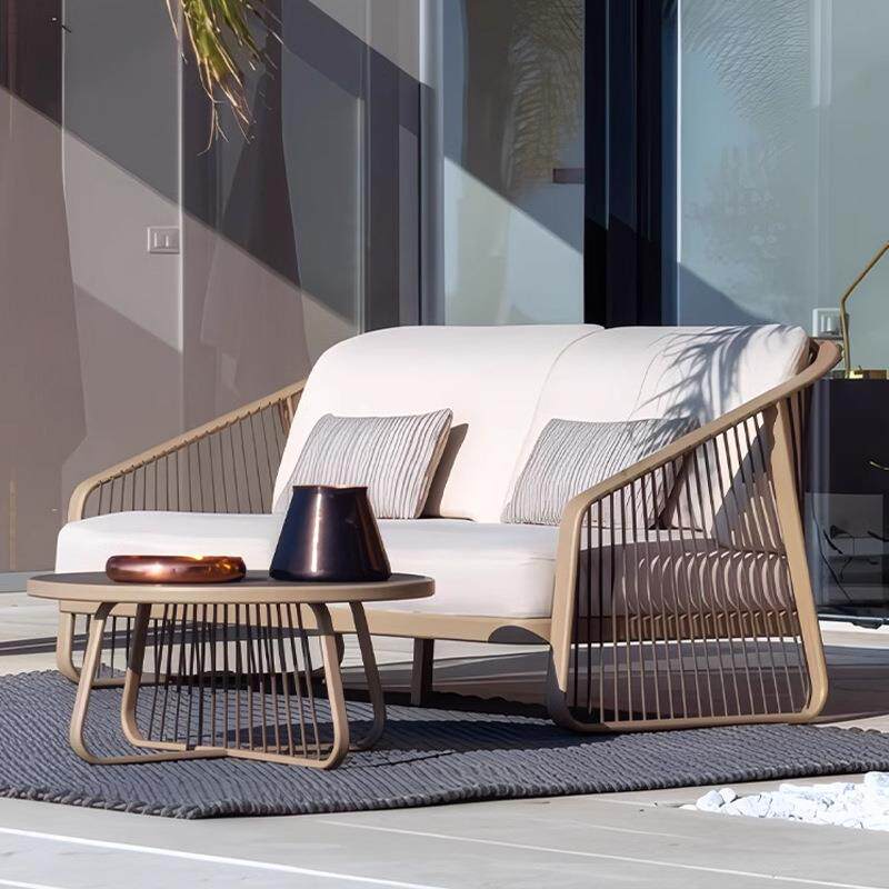 户外藤编沙发庭院外别墅意61室花园露台防休闲防晒水创家具茶几组 - 图0