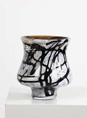 陶瓷花瓶新中式侘寂简约插花花艺装饰摆件黑色鎏银禅意琉璃花瓶