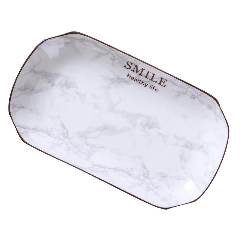 创意简约欧式鱼盘子家用大号长方形餐盘蒸鱼盘子北欧烤鱼盘可微波