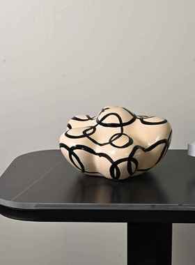 现代轻奢侘寂中古树脂手绘云朵客厅书房创意摆件样板间软装饰品