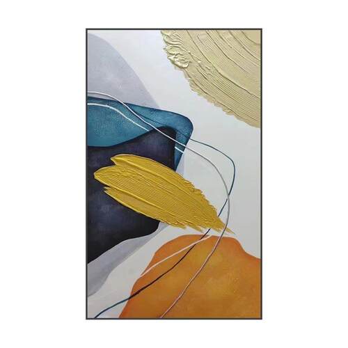 轻奢手绘油画玄关过道抽象装饰画现代简约高档艺术铝合金走廊壁画 - 图3