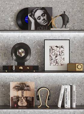 新中式办公室摆高件档样板房5521品装间茶室人物饰书柜桌面轻奢摆