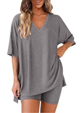 2026 Women'S Round Or V Neck 2 Piece Casual Set - Plus Size