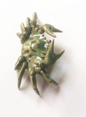 包邮石湾陶瓷公仔纯手工家居装饰摆件客厅桌面盆景假山精品小蟹