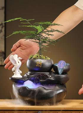 陶瓷流水喷泉循环水生招财客厅办公室风水轮茶桌玄关开业搬家送礼