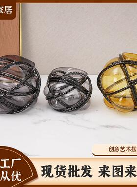 桌面摆件样板间装饰品摆件水晶麻团创意摆件高级感小众艺术摆件