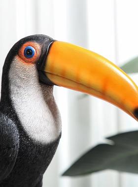 美式创意大嘴鸟摆件仿真小动物客厅电视柜家居摆设北欧酒柜装饰品