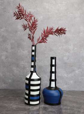 脂欧式树1152彩绘网格花瓶花插样板视房电柜客厅厅卧室餐桌面饰品