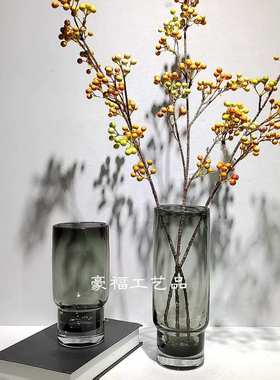 现代简约玻璃花瓶插花装饰摆件家居样板房软装饰品工艺品摆饰
