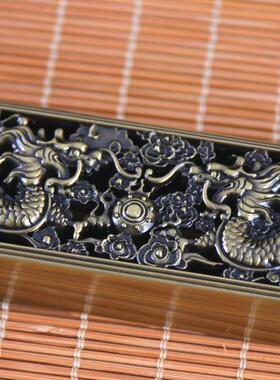 双龙戏珠小卧式线香炉家用熏香沉香檀香炉新中式金属茶道香道摆件