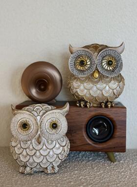 工位情绪稳定器猫头鹰摆件 办公桌面招财工位装饰高级感家居客厅