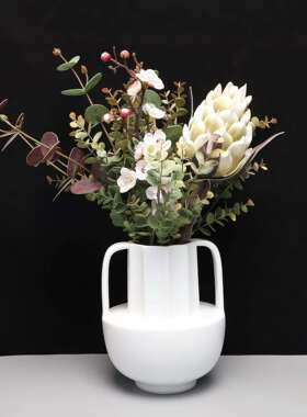 现代简约罗马柱树脂插花花器摆件样板房客厅餐厅家居桌面软装饰品