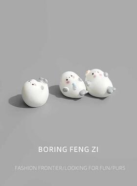 无聊了！摆一堆可爱治愈小海豹情绪解压桌面小摆件工位盆景装饰品