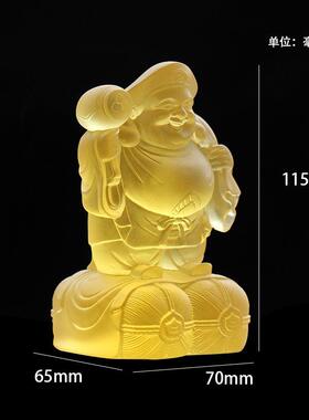 古法琉璃大黑天财神佛像佛堂供奉神像摆件手工琥珀色金黄色财神