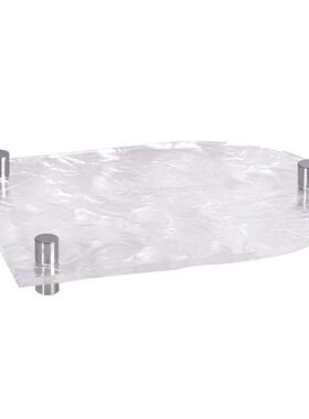 简约现代托盘轻奢波浪凹凸亚克力摆件样板房桌面创意氛围软装饰品